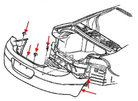 Diagrama de montaje del parachoques trasero del Dodge Intrepid