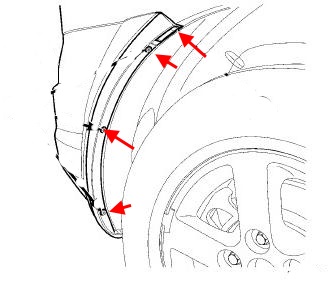 Diagrama de montaje del parachoques trasero del Dodge Journey