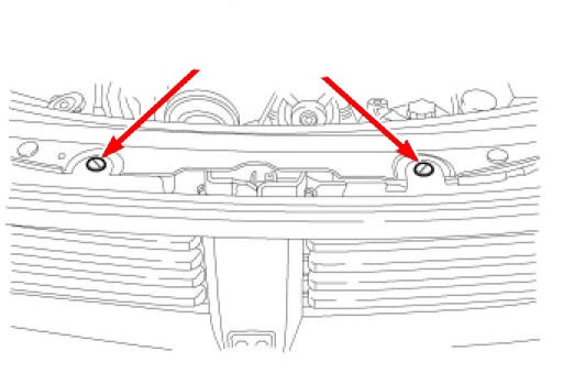 scheme of fastening of the radiator grille Dodge Nitro