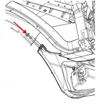 схема крепления переднего бампера Dodge Ram (2009-2018)