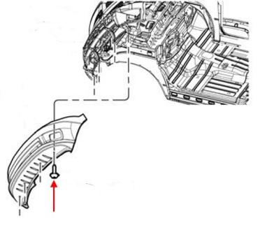 Diagrama de montaje del parachoques delantero de Dodge Ram (2009-2018)