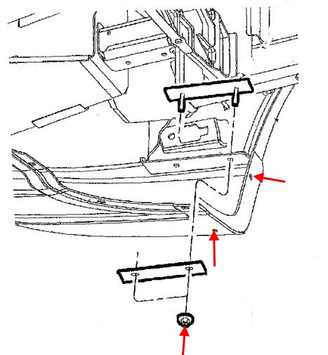 Montageschema für die hintere Stoßstange Dodge Viper (2003-2010)