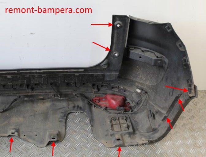 места крепления заднего бампера Fiat 500L / 500X (2012-2023)