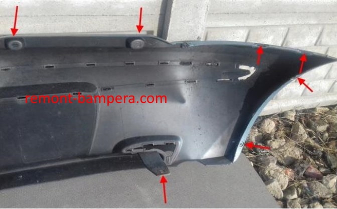 rear bumper attachment points Fiat Punto II (1999-2010)