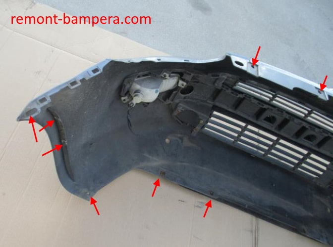 front bumper attachment points Fiat Punto (Grande/Evo) III (2005-2018)