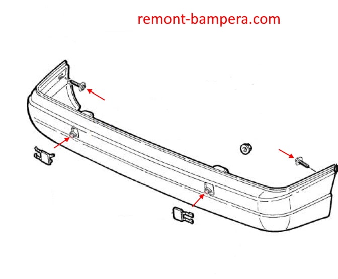 Rear bumper mounting scheme Fiat Scudo I (1995-2007)