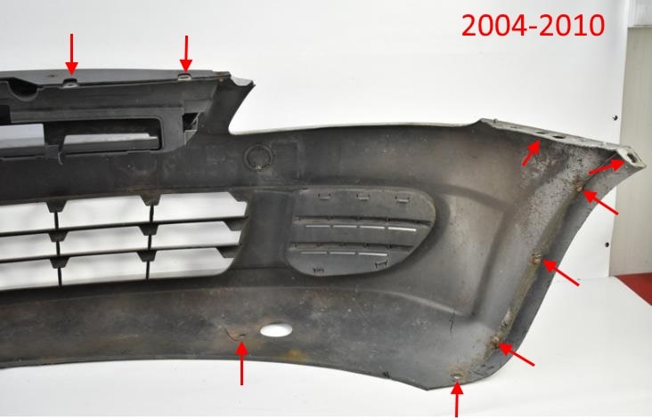 Места крепления переднего бампера Fiat Multipla 2004-2010