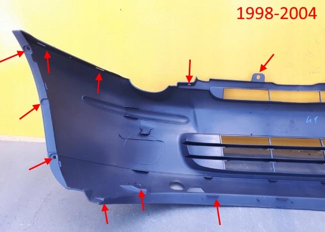 Места крепления переднего бампера Fiat Multipla 1998-2004