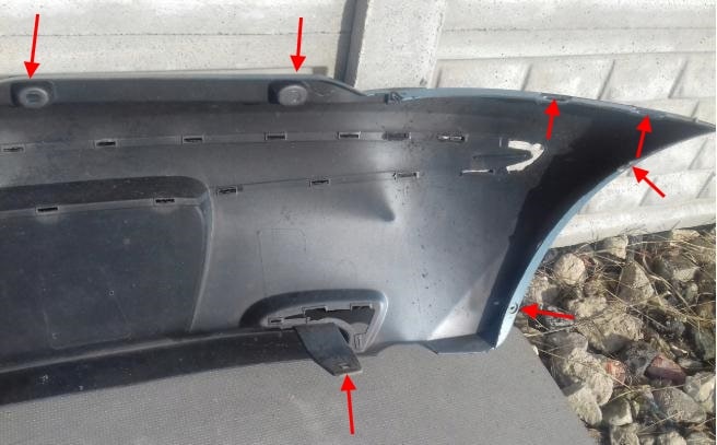 Emplacements de montage du pare-chocs arrière Fiat Punto 2 (1999-2010) 