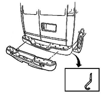 Esquema de montaje del parachoques trasero GMC Savana (1996-2002)