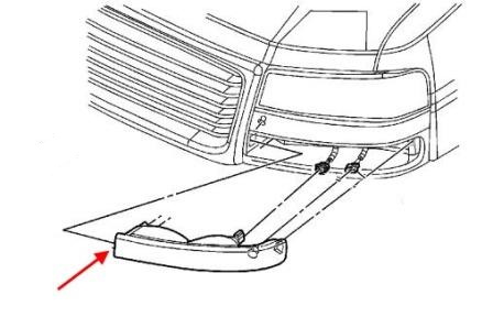 Diagrama de fijación del parachoques delantero GMC Savana (después de 2003)