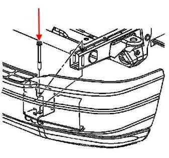 Diagrama de fijación del parachoques delantero GMC Savana (después de 2003)