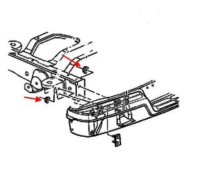 Schéma de montage du pare-chocs arrière GMC Savana (après 2003)