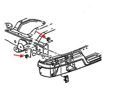 Esquema de montaje del parachoques trasero GMC Savana (después de 2003)