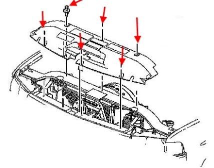 Front bumper mounting diagram for GMC Sierra (1999-2007)
