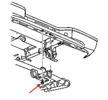 Rear bumper mounting diagram for GMC Sierra (1999-2007)