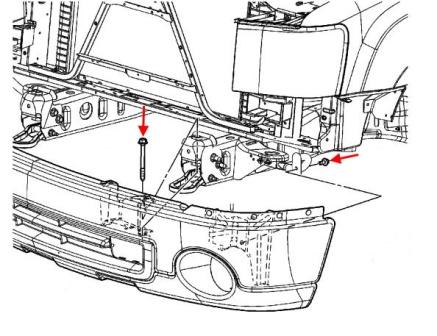 Schema di montaggio del paraurti anteriore GMC Sierra (2007-2015)