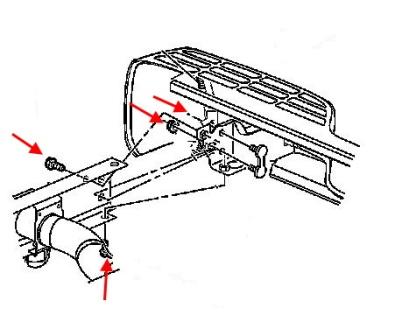 GMC Yukon rear bumper mounting diagram (2000-2006)