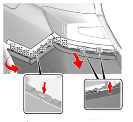 Diagrama de montaje del parachoques trasero Honda Clarity