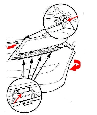 Diagrama de montaje del parachoques delantero Honda Crosstour 