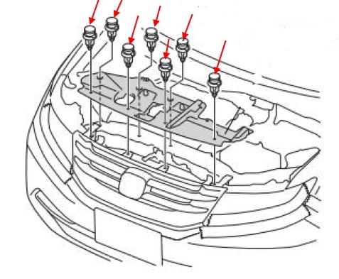 Schéma de montage du pare-chocs avant Honda Odyssey (2013-2020)