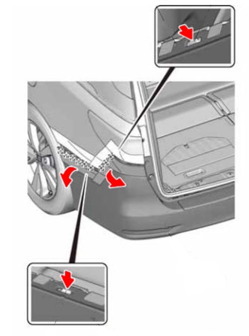 Схема крепления заднего бампера Honda Odyssey (2013-2020) 