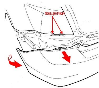diagrama de montaje del parachoques trasero Honda Accord 8 (después de 2008)