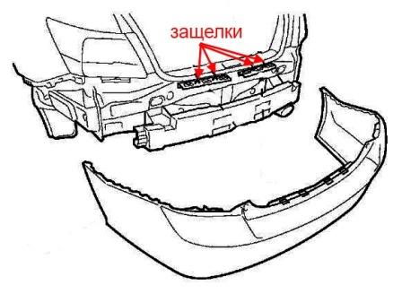 diagram of rear bumper Honda Accord 8 (after 2008)