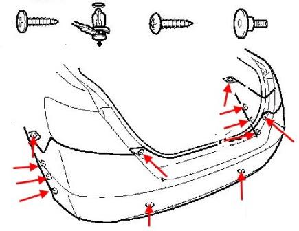 diagram of rear bumper Honda Civic 8 (2005-2011)