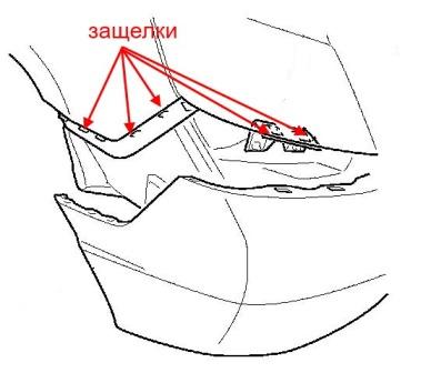 diagrama de montaje del parachoques trasero Honda Civic 8 (2005-2011)