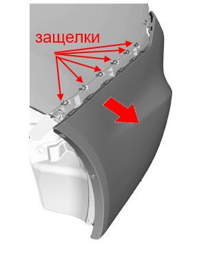 diagrama de montaje del parachoques trasero Honda Civic 9 (2011-2015)