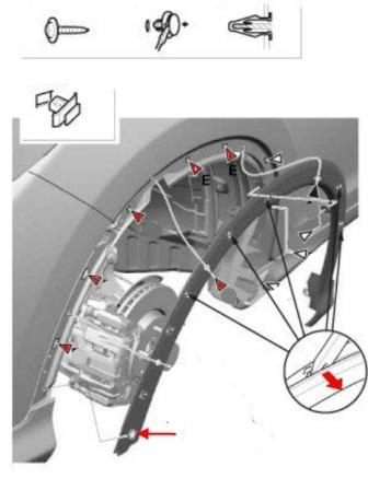 Montageschema für vordere Stoßstange Honda CR-V 4 (2012-2016)