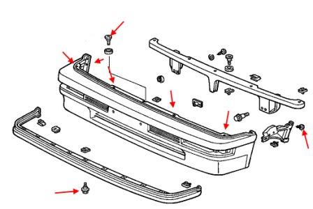 the scheme of mounting front bumper, Honda Concerto