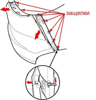 diagrama de montaje del parachoques trasero Honda Fit / Jazz (2007-2013)