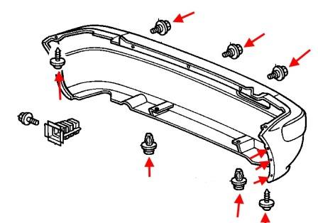 diagram of rear bumper Honda Logo