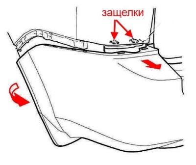 diagrama de montaje del parachoques trasero Honda Pilot (2009-2015)