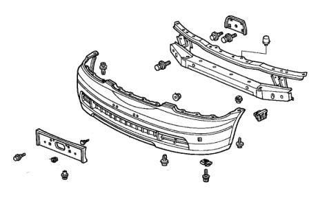 Diagrama de montaje del parachoques delantero del Honda Shuttle