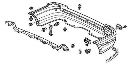 Diagrama de montaje del parachoques trasero del Honda Shuttle