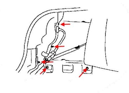 scheme of fastening of tail light Hyundai Elantra (2000-2006)
