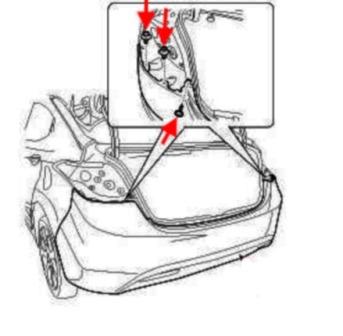 Schéma de montage du pare-chocs arrière Hyundai Elantra (2010-2015)