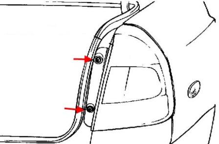 Diagrama de montaje de la luz trasera del Hyundai Accent II (2000-2012)