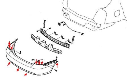 diagram of rear bumper for Hyundai Accent III (Verna) (2006-2010)