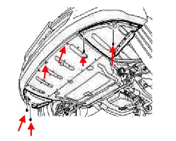 Diagrama de montaje del parachoques delantero Hyundai Equus