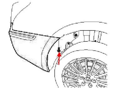 the scheme of fastening the rear bumper of the Hyundai Equus