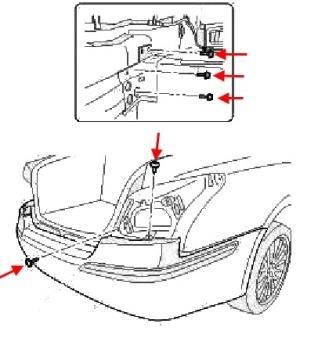 Diagrama de montaje del parachoques trasero Hyundai Equus