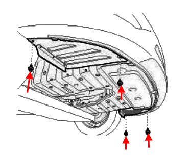 Montageschema für die Frontstoßstange Hyundai Grandeur (Azera) (nach 2011)