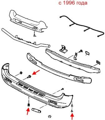 Schéma de montage du pare-chocs arrière Hyundai H-1 (1996-2007)