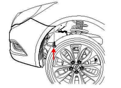 Diagrama de montaje del parachoques delantero del Hyundai i40