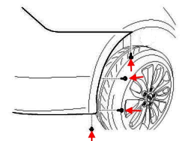 the scheme of fastening the rear bumper of the Hyundai i40