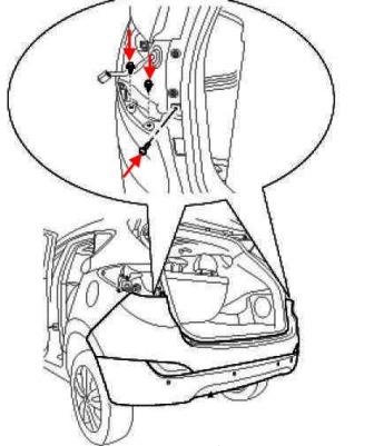 diagrama de montaje del parachoques trasero Hyundai Tucson LM